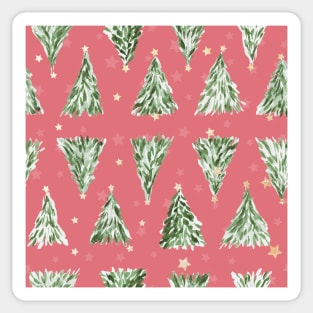 Holiday christmas tree over pink watermelon background Sticker